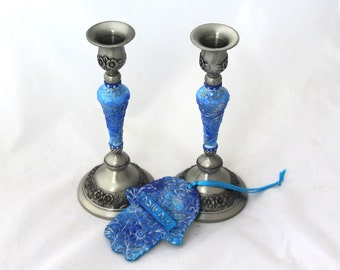 Candle Holder Set, Rosh Hashana Gift, New Home Gift, Hamsa, Jewish Wedding Gift, Candlestick, Judaica, Home Blessing, Hamsa Wall Hanging