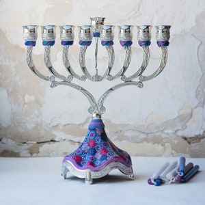 Candelabra, Hanukkah, Menorah, Candle Holders, Jewish Wedding Gift, Made In Israel, Judaica, Hanukkah Décor, Candle Centerpiece, Candlestick image 1