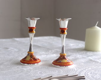 Candle Holders, Home Accessories, Candle Stick, Judaica, Table Decoration Set, Jewish Wedding Gift, Shabbat Candlesticks, Candle Centerpiece