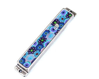 Blue Mezuzah, Mezuzah with scroll option, Jewish Wedding gift, Modern Judaica, Made in Israel, Bat Mitzvah Gift, Handmade Mezuza