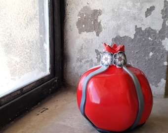 Granaatappeltafeldecor - aanpasbaar kunstobject op tafel, bedel rode overvloed