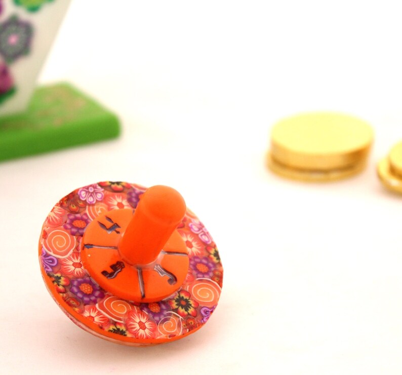 Hanukkah Gift Israeli Art Spinning Top Spinning Toy Hanukah Dreidel Hanukkah D\u00e9cor Polymer Clay Gifts Jewish Gift Judaica Israel
