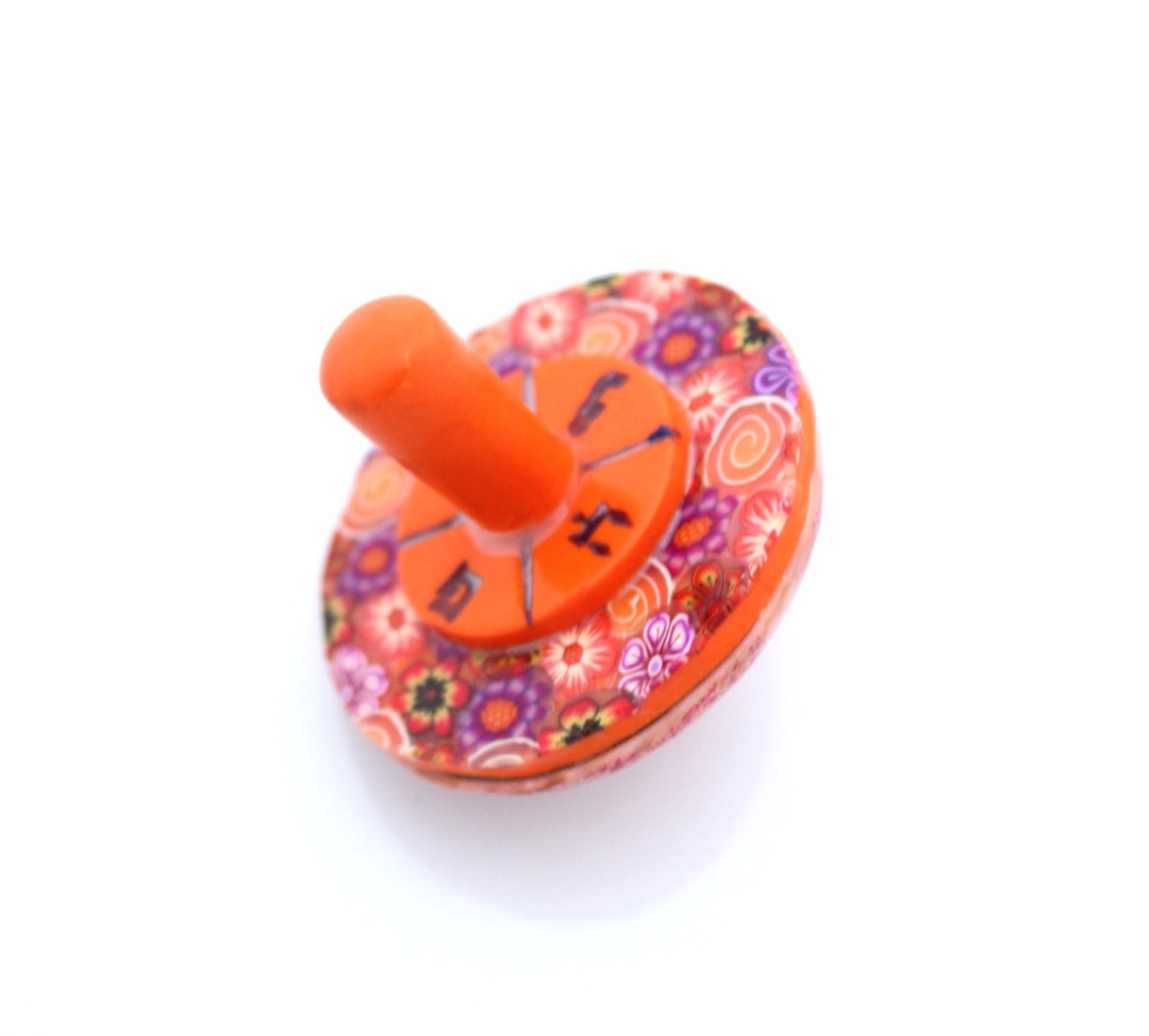 Hanukah Dreidel, Spinning Top, Jewish Gift, Polymer Clay Gifts, Judaica