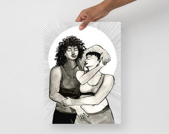 SLOW print // lesbisk konsttryck / lesbisk pargåva / saffisk konsttryck / saffisk konstverk / lesbisk heminredning / femme lesbisk konst / dans