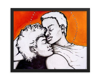 STARS framed print // sapphic art / lesbian art print / wlw art / lesbian couple gift / lesbian painting / lesbian pride flag colors