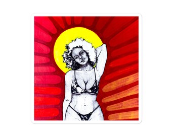 SUN DOMME sticker // sapphic art / lesbian art print  / sapphic art      / lesbian couple gift / lesbian home decor