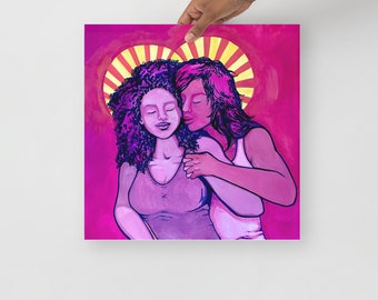 DANCE WITH ME print // lesbian couple painting / subtle lesbian home decor / lesbian art print / lesbian couple art gift / sapphic art / wlw