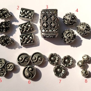 Beads in pewter - antique silver plating - 6mm-20mm