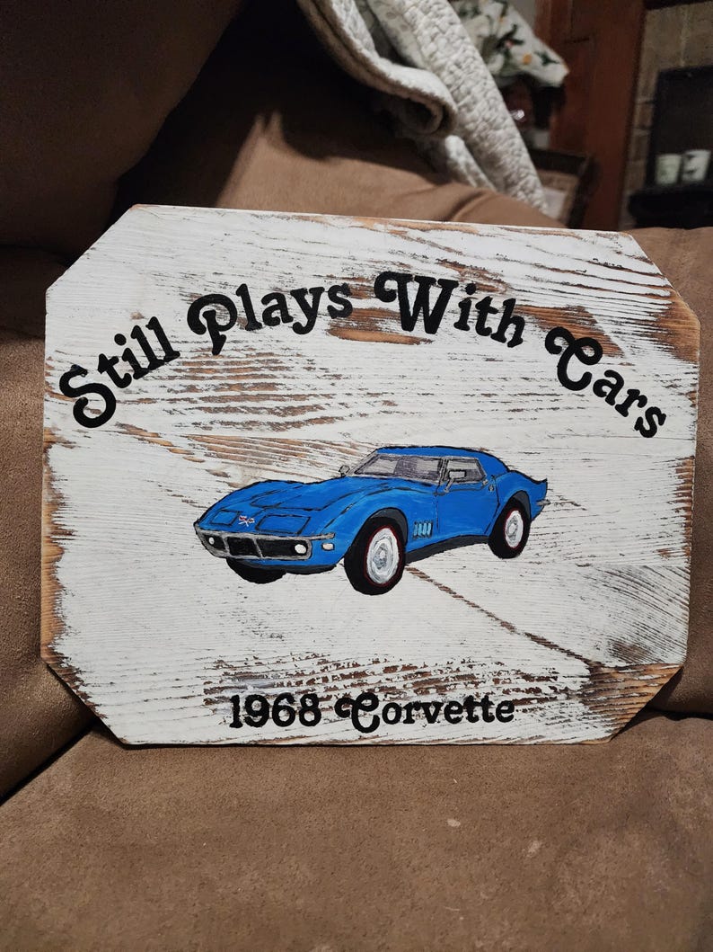 Hand Painted 1968 Corvette Wood Plaque: Classic Car Wall Art - Etsy