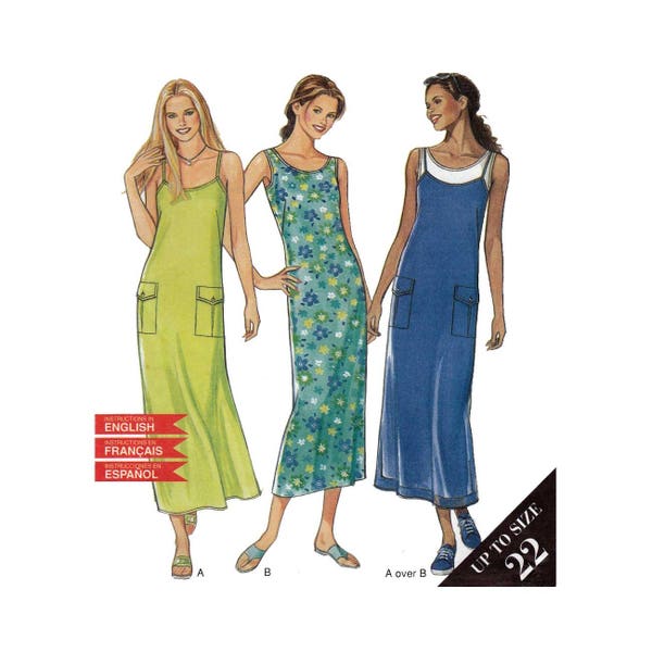 Women's Dress Sewing Pattern, Sleeveless or with Spaghetti Straps, Midi Length, Misses Size 10-12-14-16-18-20-22 UNCUT New Look 6859