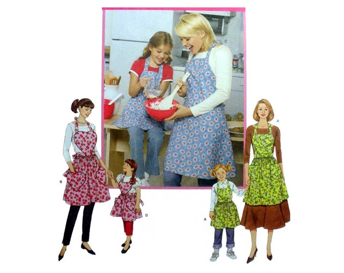 Mommy and Me Matching Aprons Sewing Pattern, Misses' and Child Sizes