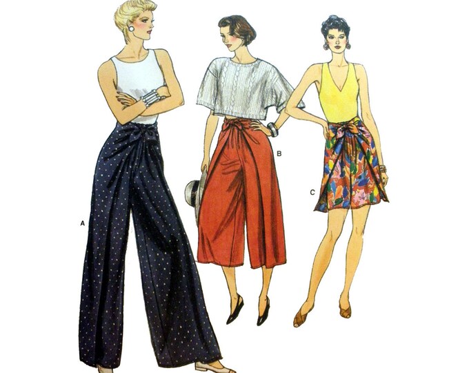 Womens Pants and Shorts Sewing Pattern Flared Wrap With Tie - Etsy