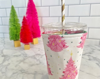 XL Reusable Coffee Sleeve- Christmas Tree Print