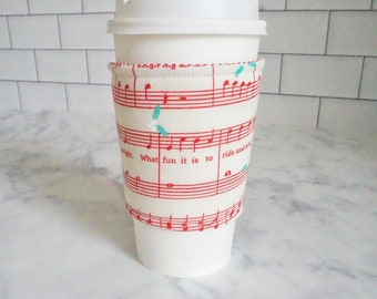 Reusable Coffee Sleeve-Jingle Bells Print