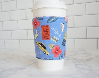 Herbruikbare koffiemouw - Bon Voyage-print