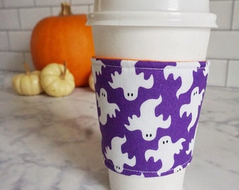 Reusable Coffee Sleeve-Purple Ghost Print