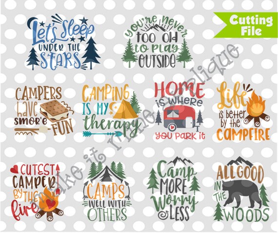 Download Htv Svg Set Of 10 Camping Designs Vinyl Cricut Silhouette Etsy