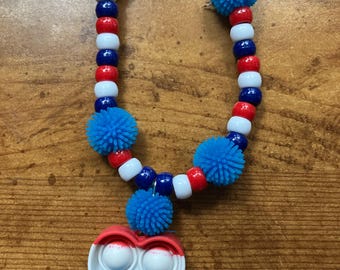 Fidget Jewelry Red White Blue Popper Necklace ADHD Kids Patriotic Jewelry