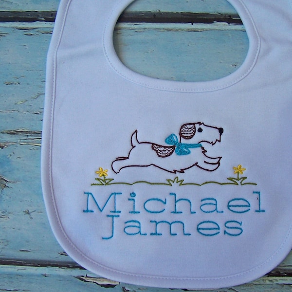 Personalized Baby bib, Personalized Burp cloth, Personalized Boy Bib, Girl Bib, Personalized Baby gift, Puppy dog bib, Baby shower gift