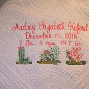 Personalized baby quilt, Cactus Themed Blanket Quilt, Personalized Quilt, Monogrammed Quilt, Baby Blanket, Quilted Crib Blanket, Baby Gift