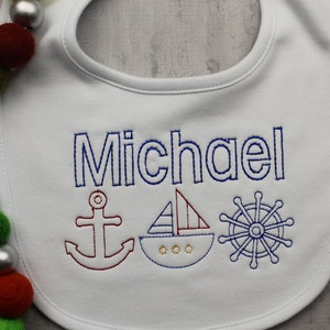 Personalized baby bib and burp cloth, Nautical Bib and Burp, Personalized Bib Monogrammed bib and burp cloth