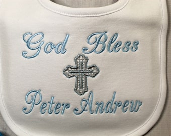 personalized christening bib