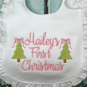 First Christmas Bib, First Christmas Burp, 1st Christmas, Christmas Bib and Burp, Personalized Bib, Monogrammed Bib, Baby's First Christmas