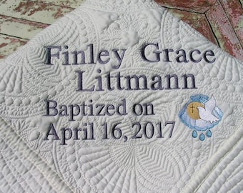 Heirloom Baptism Quilt, Custom Christening Quilt, Personalized Baptism Quilt, Baptism Gift for Girl or Boy, Christening Gift