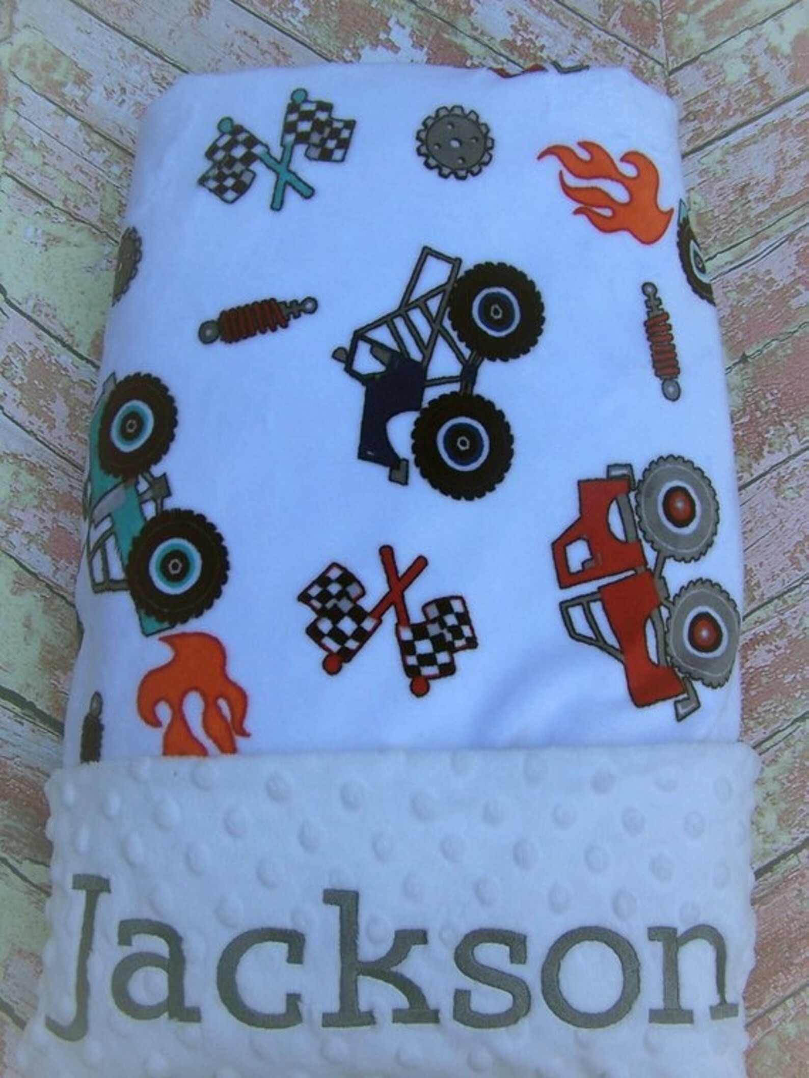 Personalized Minky Truck Blanket Baby Boy Blanket Etsy