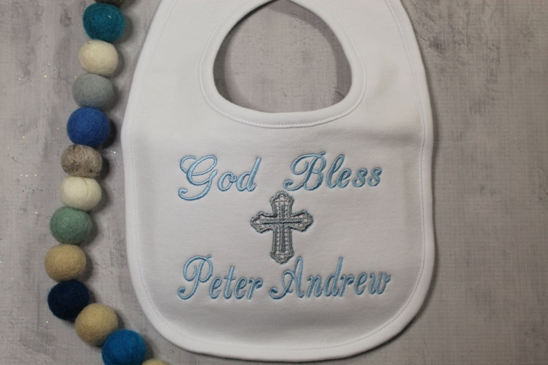 Personalized baby bib and burp cloth, Personalized baby shower gift, Baptismal Bib, Christening bib and burp cloth, Personalized baby gift image 10