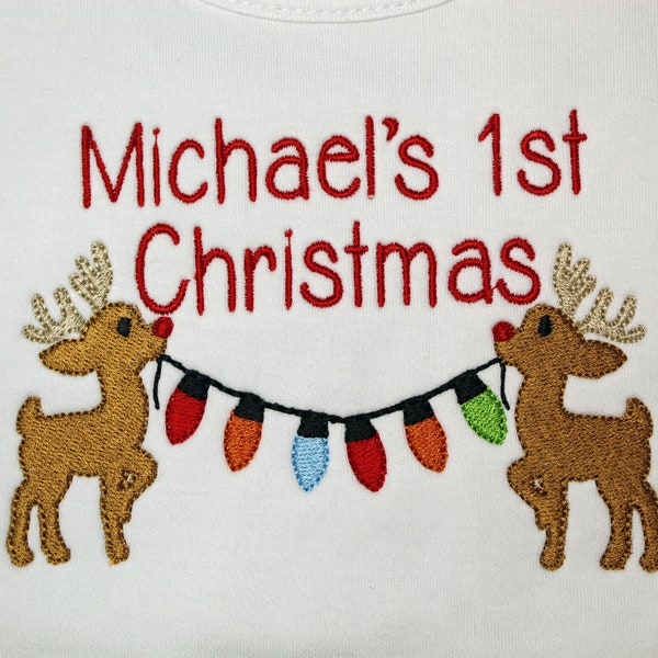 Christmas Baby Bib, First Christmas Bib, 1st Christmas, Christmas Bib and Burp, Personalized Bib, Monogrammed Bib, Baby's First Christmas