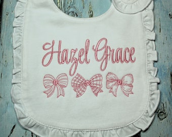 Baby Girl Bib, Burp Cloth, Monogrammed Bib, Monogrammed Burp Cloth, Baby Gift, Baby Shower Gift, Personalized Baby Gift, Baby Girl Gift.