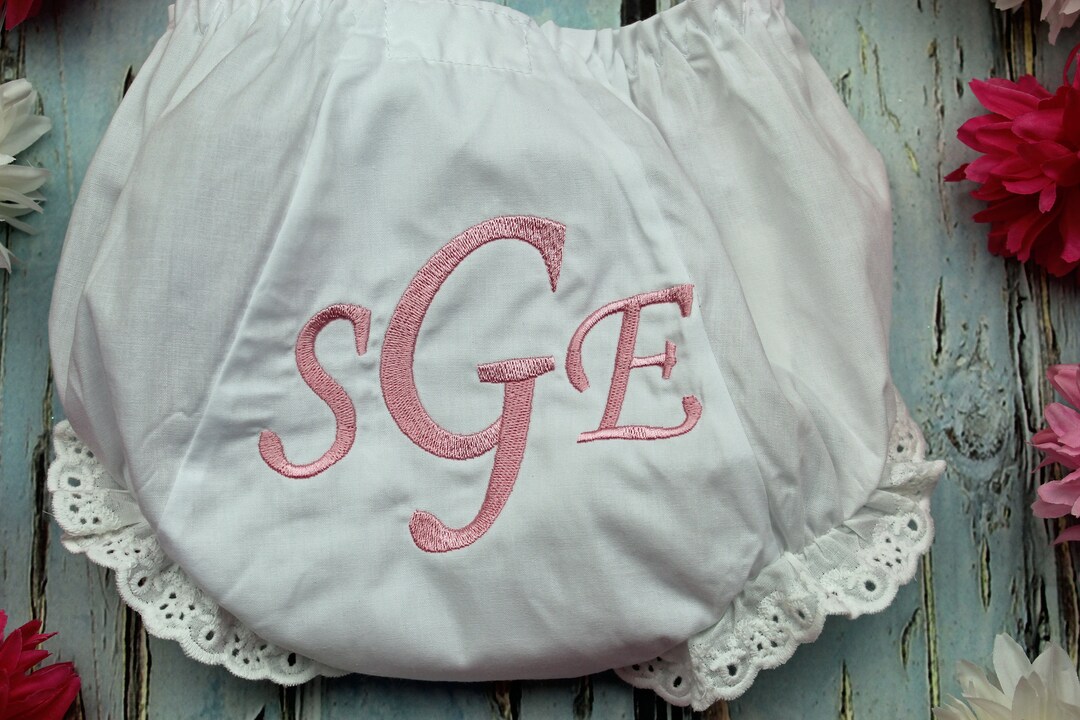 Personalized Baby Bloomers, Custom Monogram Baby Girl Bloomers, Baby
