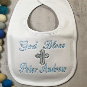 Personalized baby bib and burp cloth, Personalized baby shower gift, Baptismal Bib, Christening bib and burp cloth, Personalized baby gift image 3