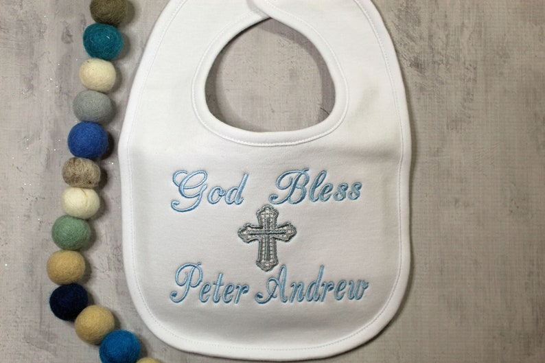 Personalized baby bib and burp cloth, Personalized baby shower gift, Baptismal Bib, Christening bib and burp cloth, Personalized baby gift image 3