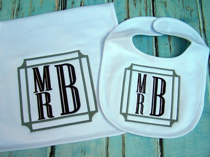 Baby Boy Bib and Burp Cloth Baby Shower Gift Monogrammed Bib Etsy