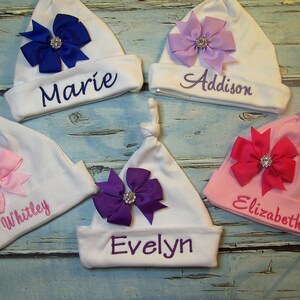 Baby hospital Hat, Personalized baby hat, Baby name hat, Free shipping, Personalized beanie hat, Baby gift, Baby shower gift, Baby hat & bow