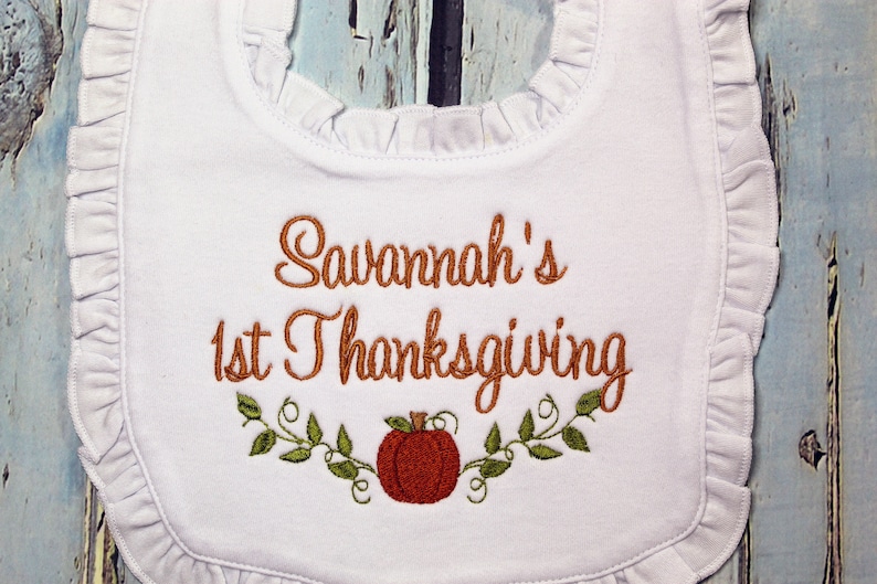 Thanksgiving Baby Bib and Burp Cloth, First Thanksgiving bib, Holiday Bib, Personalized Baby Shower Gift, Personalized Baby Gift Bild 2
