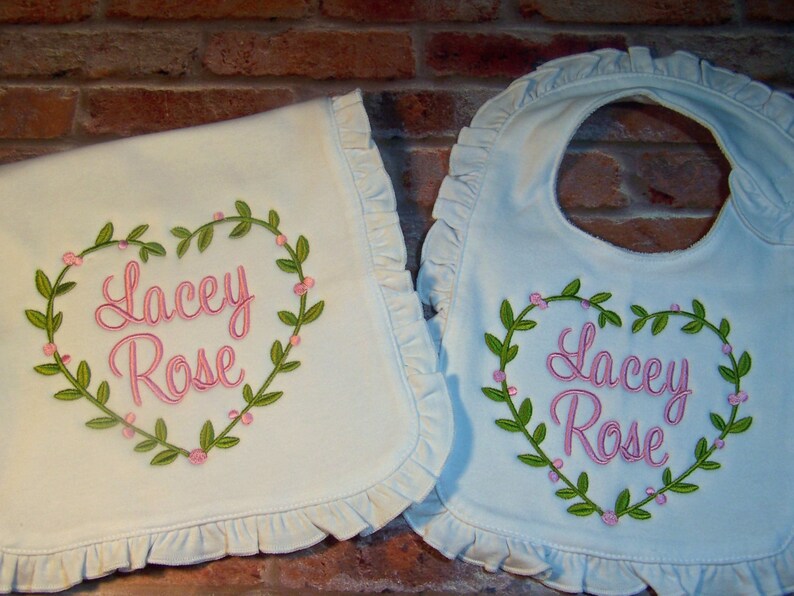 Baby Girl Bib/burp Cloth/ Monogrammed Bib/monogrammed Burp Etsy
