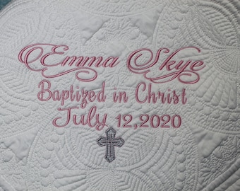 Heirloom Baptism Quilt, Custom Christening Quilt, Personalized Baptism Quilt, Baptism Gift for Girl or Boy, Christening Gift