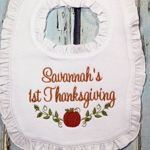 Thanksgiving Baby Bib and Burp Cloth, First Thanksgiving bib, Holiday Bib, Personalized Baby Shower Gift, Personalized Baby Gift Bild 1