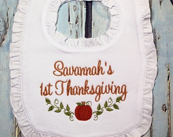 Thanksgiving Baby Bib and Burp Cloth, First Thanksgiving bib, Holiday Bib, Personalized Baby Shower Gift, Personalized Baby Gift