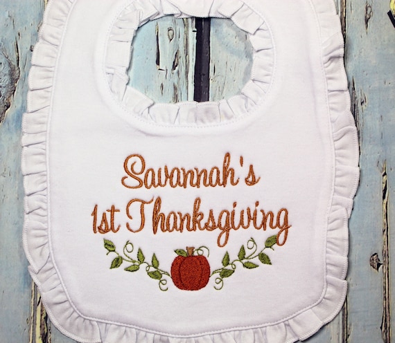 Thanksgiving Baby Bib and Burp Cloth, First Thanksgiving bib, Holiday Bib, Personalized Baby Shower Gift, Personalized Baby Gift