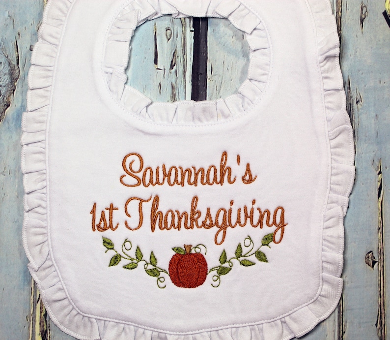 Thanksgiving Baby Bib and Burp Cloth, First Thanksgiving bib, Holiday Bib, Personalized Baby Shower Gift, Personalized Baby Gift Bild 1