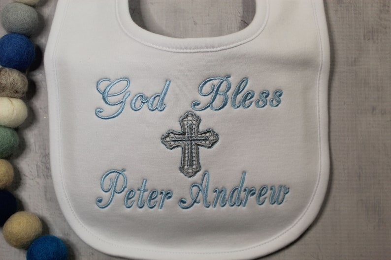 Personalized baby bib and burp cloth, Personalized baby shower gift, Baptismal Bib, Christening bib and burp cloth, Personalized baby gift image 2