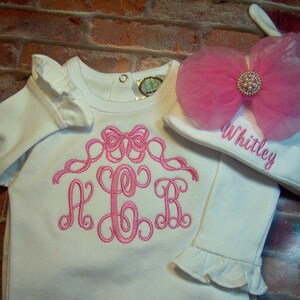 Baby Girl Clothes, Coming Home Outfit, Personalized Bodysuit, Baby Gift, Baby Shower Gift, Hat, Monogram Gown, Personalized Baby Clothes