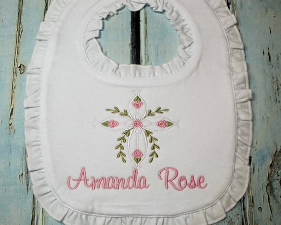 God Bless Baby Bib, Burp Cloth, Baptized Bib, Baptismal and Burp Cloth, Christening Bib and burp, Baby Shower Gift, Personalized Baby Gift