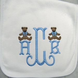 Personalized Bib / Personalized baby bib and burp cloth/ Bear Bib, Personalized baby shower gift, Monogrammed bib and burp cloth image 2