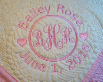 Personalized baby quilt, Quilt, Baby Quilt, Personalized Quilt, Monogrammed Quilt, Baby Blanket, Quilted Crib Blanket, Baby Gift, Throws.