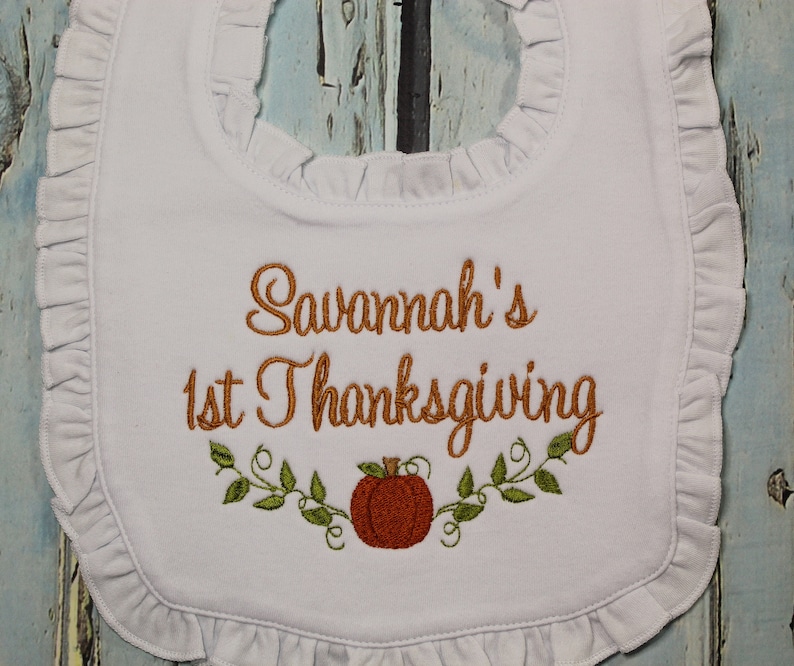 Thanksgiving Baby Bib and Burp Cloth, First Thanksgiving bib, Holiday Bib, Personalized Baby Shower Gift, Personalized Baby Gift Bild 9